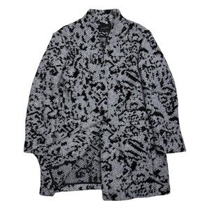 BANANA REPUBLIC Knit Collarless Coat Gray Wool Long Trench Peacoat Womens Large